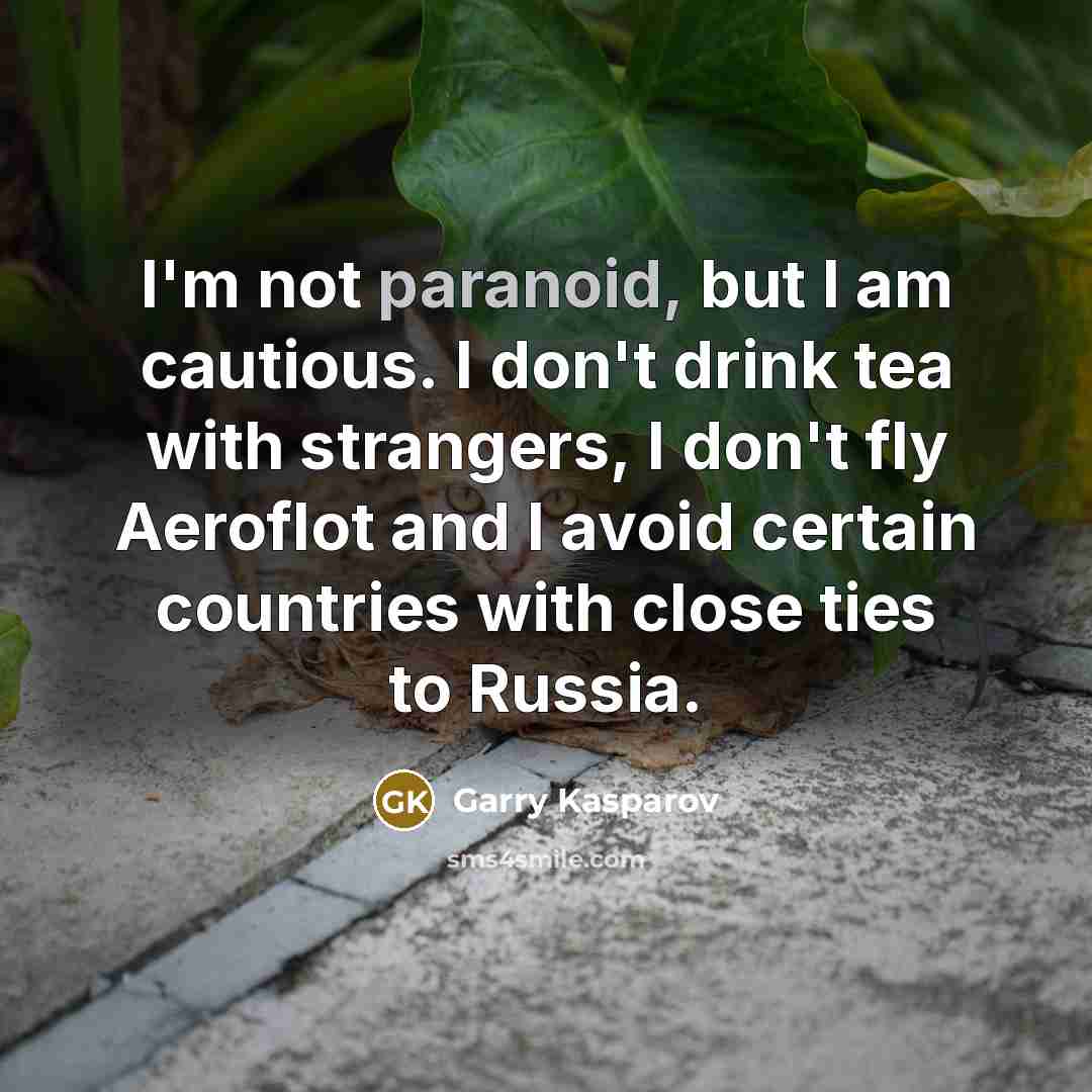 “I'm not paranoid, but I am cautious. I don't drink…” quote by Garry Kasparov