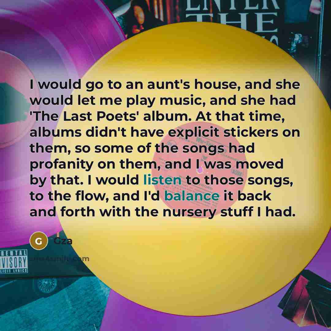 “I would go to an aunt's house, and she would…” quote by Gza