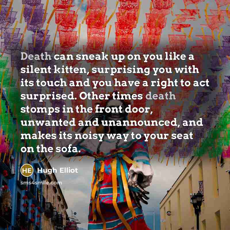 “Death can sneak up on you like a silent kitten,…” quote by Hugh Elliot