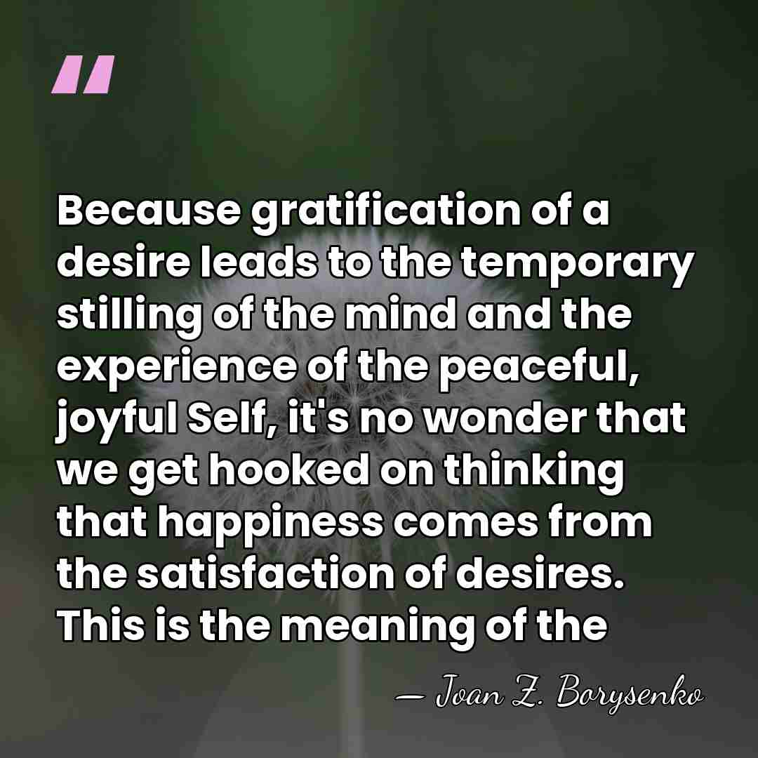 Because gratification of a desire leads to the temporary stilling of the&hellip; - Joan Z. Borysenko
