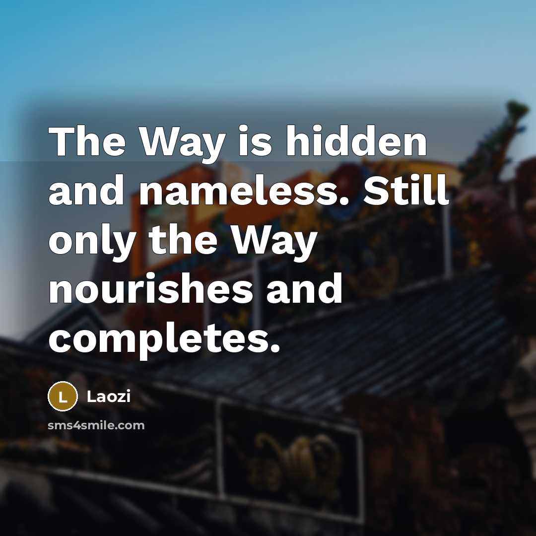 “The Way is hidden and nameless. Still only the Way…” quote by Laozi