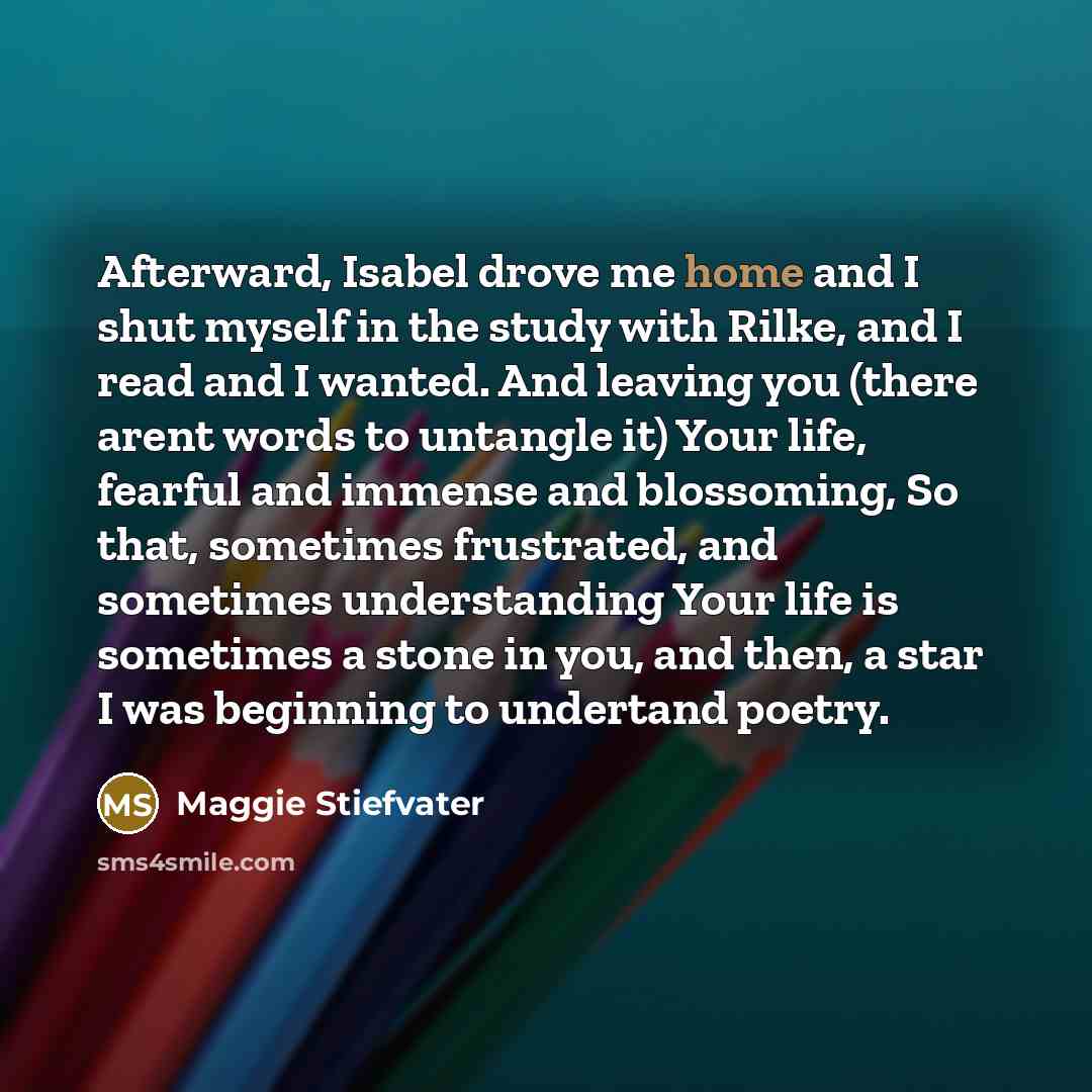“Afterward, Isabel drove me home and I shut myself in…” quote by Maggie Stiefvater