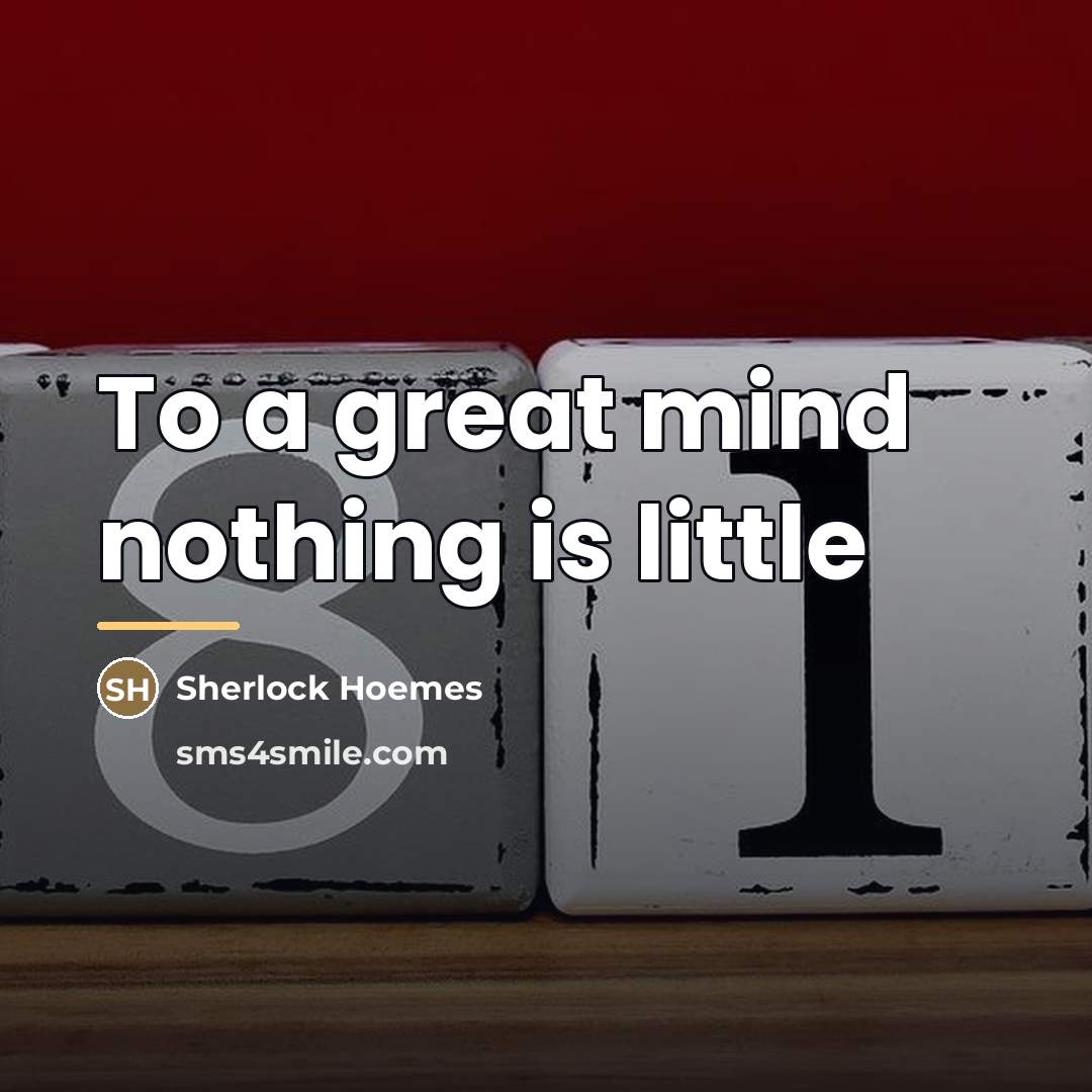 “To a great mind nothing is little…” quote by Sherlock Hoemes