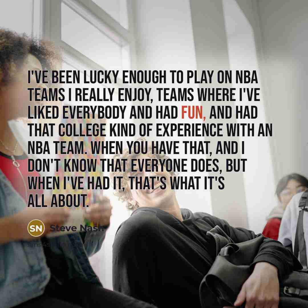 “I've been lucky enough to play on NBA teams I…” quote by Steve Nash