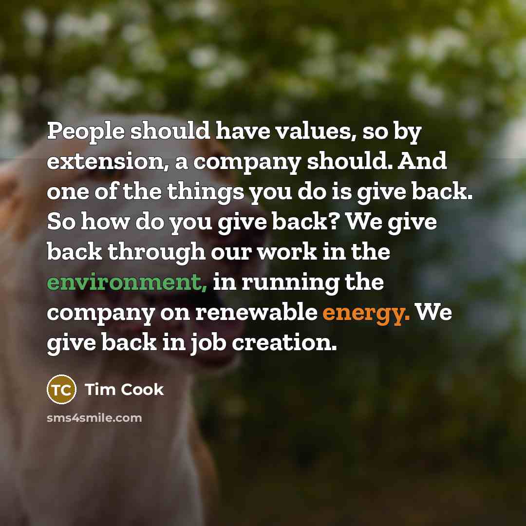 “People should have values, so by extension, a company should.…” quote by Tim Cook