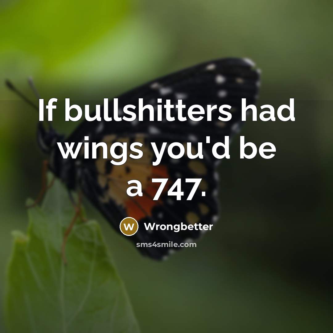 “If bullshitters had wings you'd be a 747.” quote by Wrongbetter