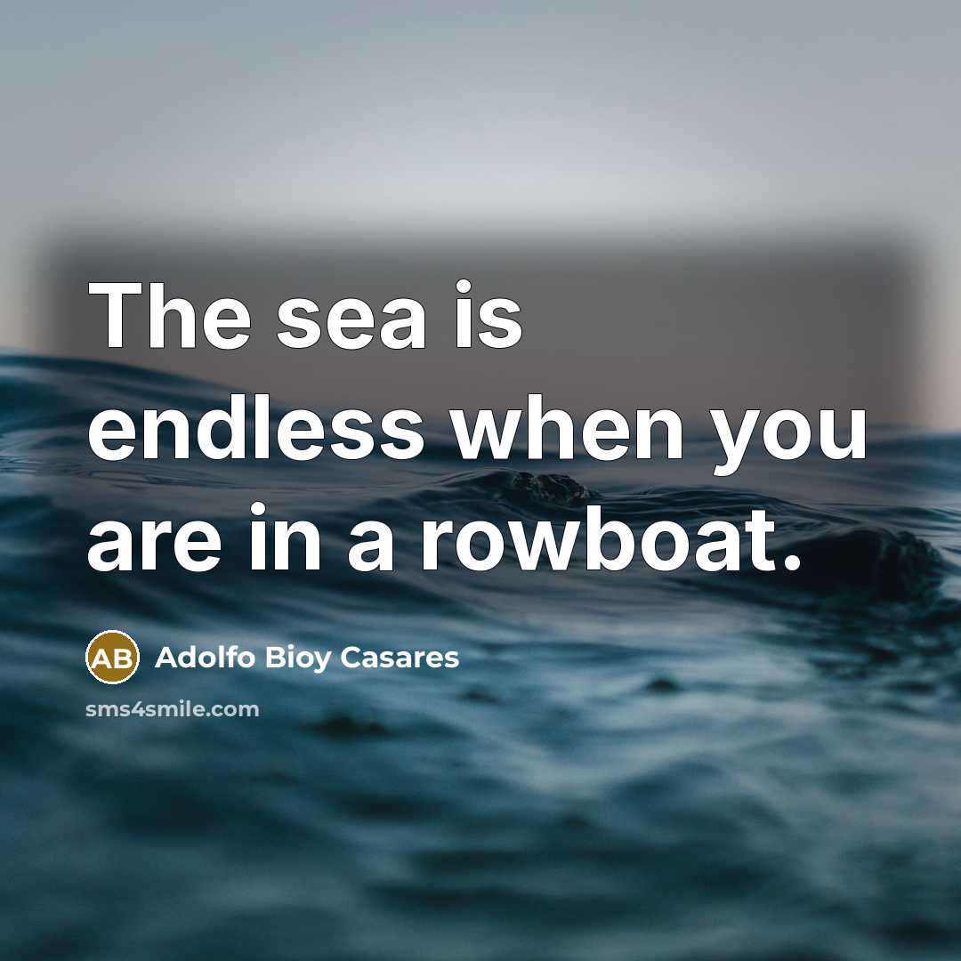 “The sea is endless when you are in a rowboat.…” quote by Adolfo Bioy Casares