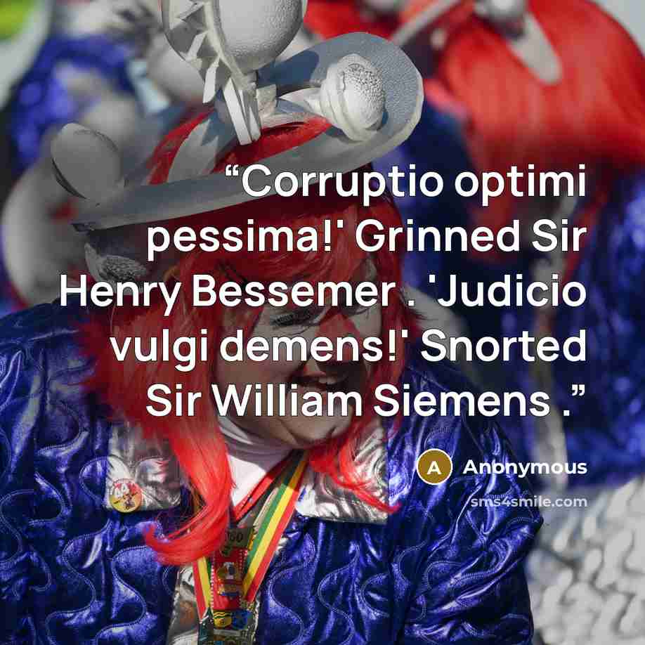 “Corruptio optimi pessima!' Grinned Sir Henry Bessemer . 'Judicio vulgi demens!' Snorted Sir William Siemens .” quote by Anonymous