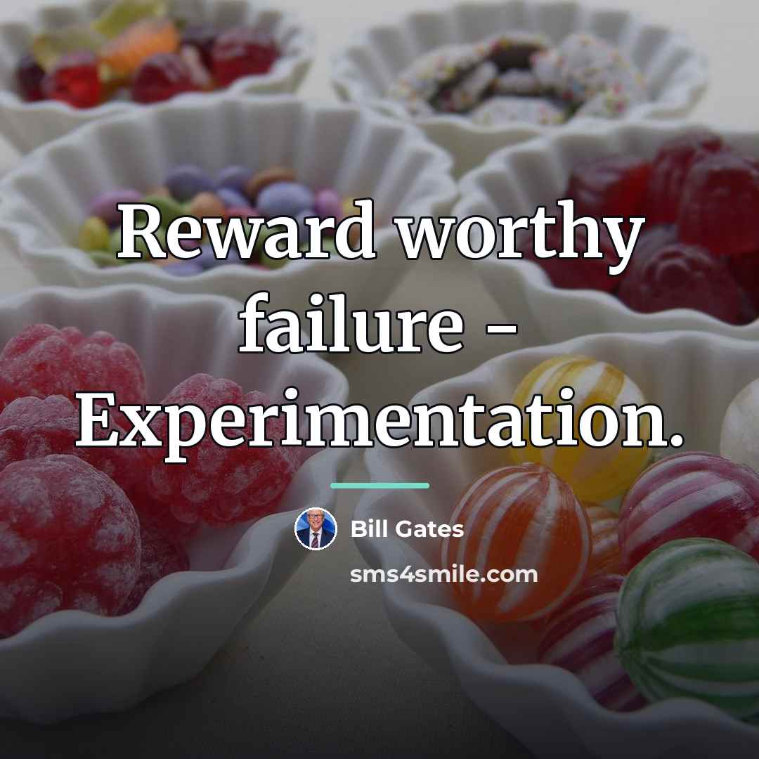 “Reward worthy failure - Experimentation.…” quote by Bill Gates