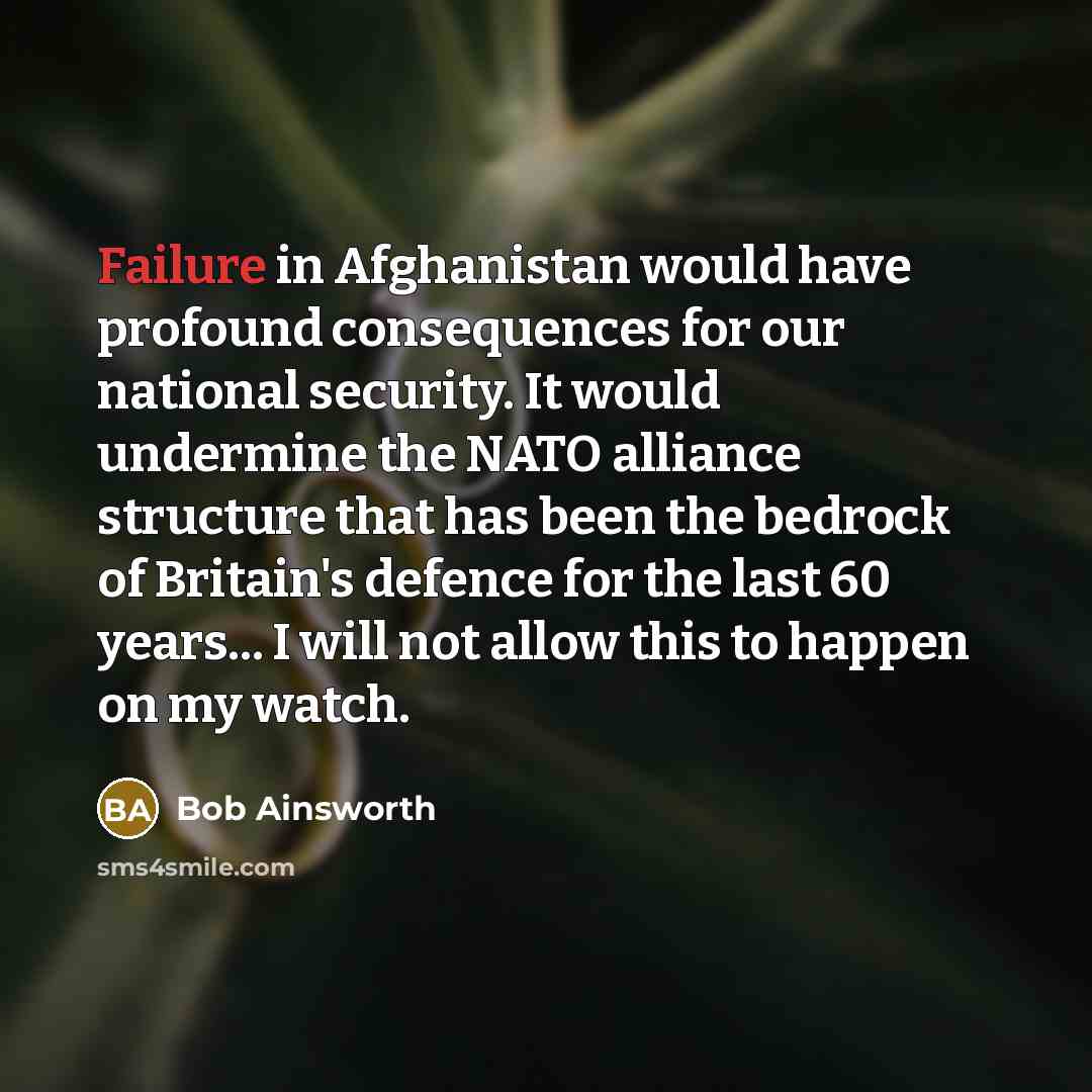 “Failure in Afghanistan would have profound consequences for our national…” quote by Bob Ainsworth