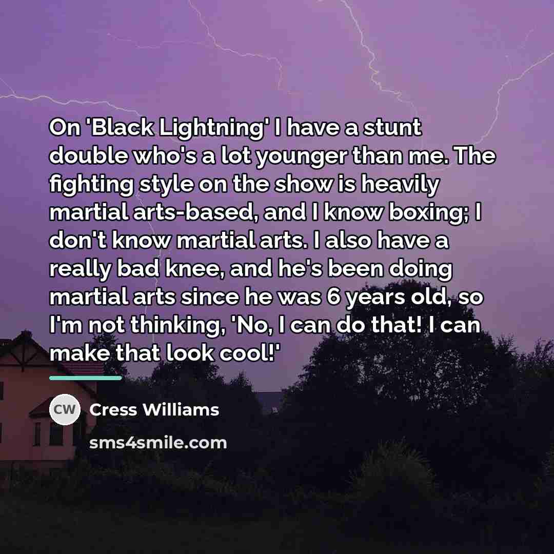 “On 'Black Lightning' I have a stunt double who's a…” quote by Cress Williams