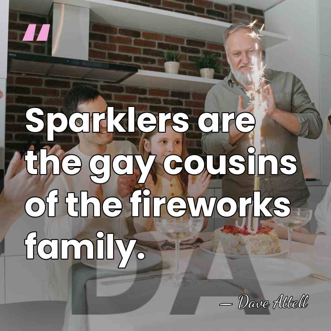 Sparklers are the gay cousins of the fireworks family. - Dave Attell