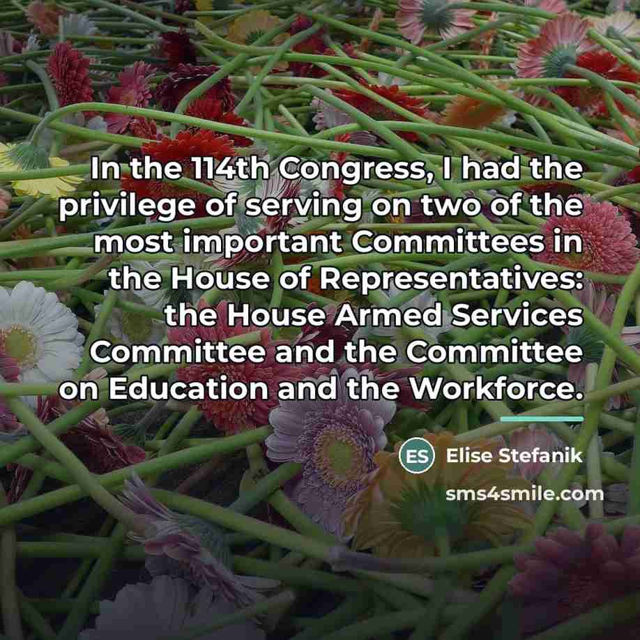 “In the 114th Congress, I had the privilege of serving…” quote by Elise Stefanik