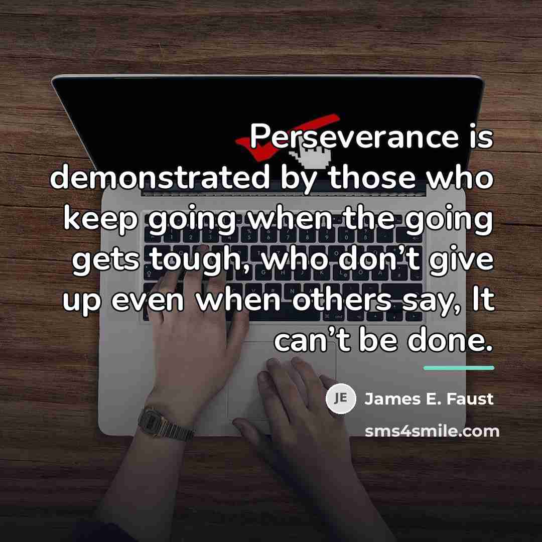 “Perseverance is demonstrated by those who keep going when the…” quote by James E. Faust
