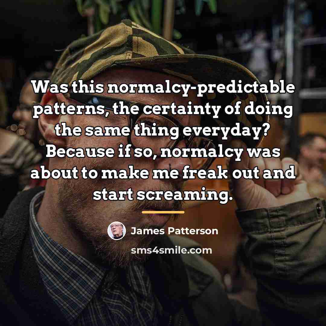 “Was this normalcy-predictable patterns, the certainty of doing the same…” quote by James Patterson