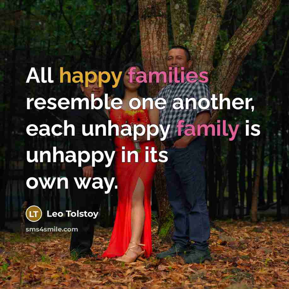 “All happy families resemble one another, each unhappy family is…” quote by Leo Tolstoy