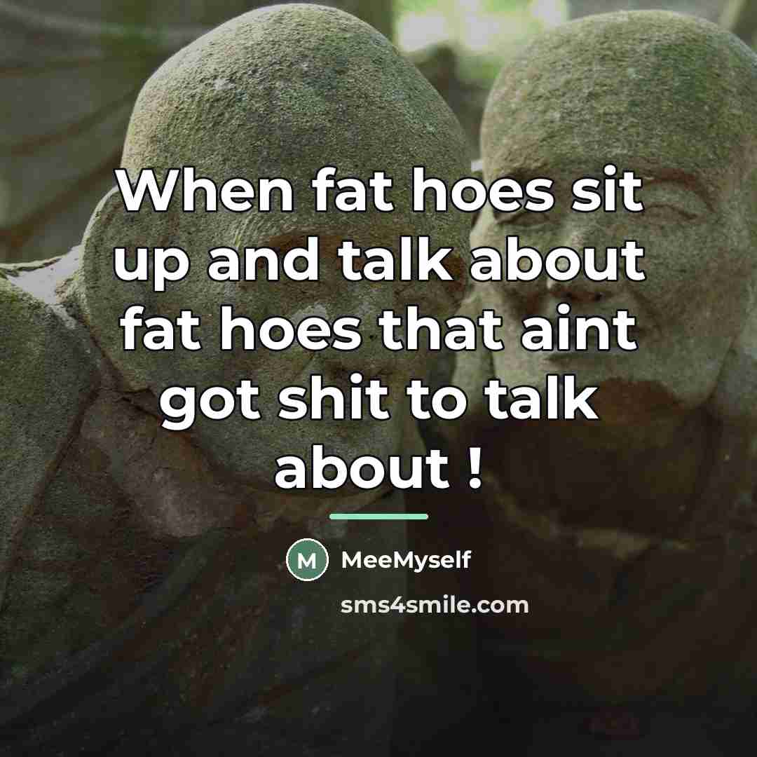 “When fat hoes sit up and talk about fat hoes…” quote by MeeMyself
