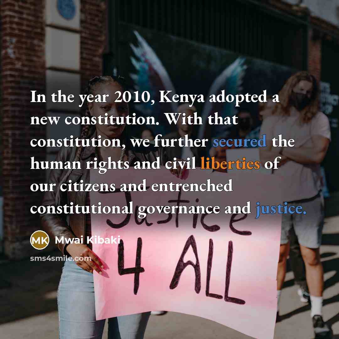 “In the year 2010, Kenya adopted a new constitution. With…” quote by Mwai Kibaki