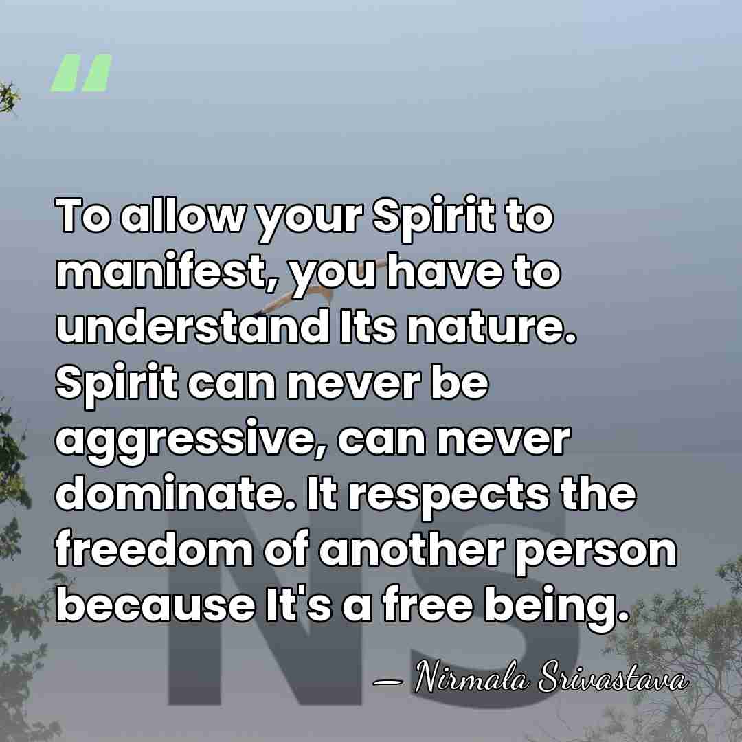 To allow your Spirit to manifest, you have to understand Its nature.&hellip; - Nirmala Srivastava