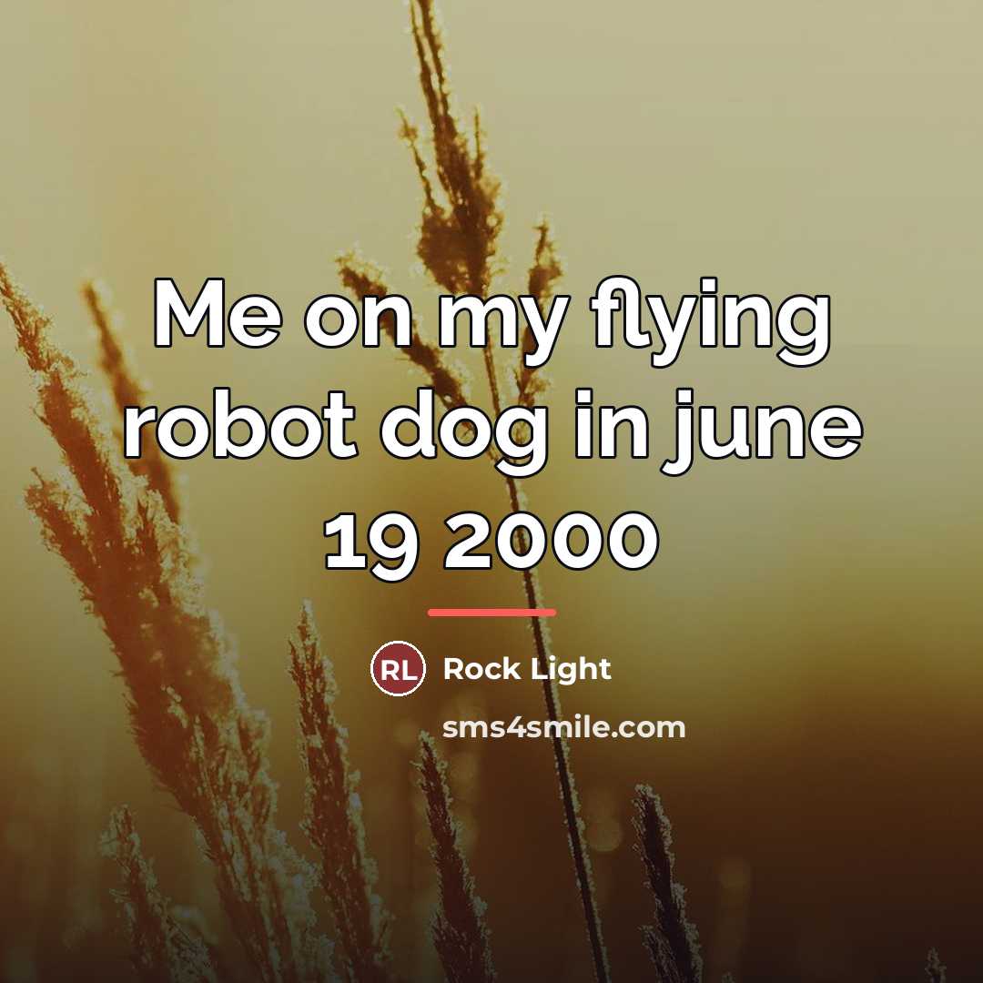 “Me on my flying robot dog in june 19 2000…” quote by Rock Light