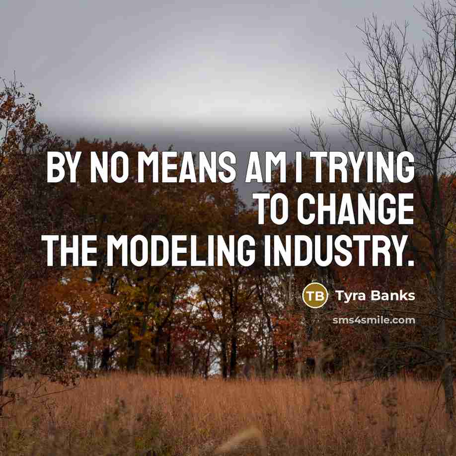“By no means am I trying to change the modeling…” quote by Tyra Banks