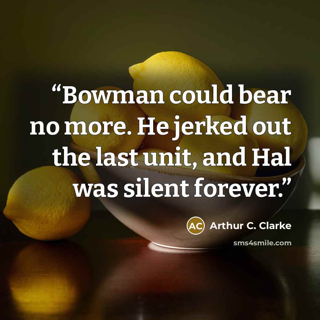 “Bowman could bear no more. He jerked out the last unit, and Hal was silent forever.” quote by Arthur C. Clarke
