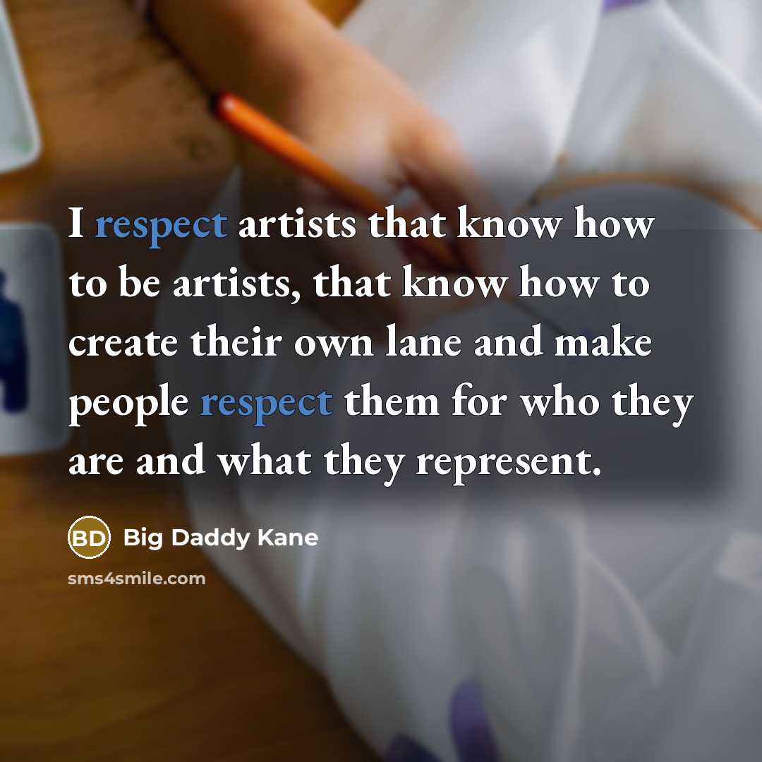 “I respect artists that know how to be artists, that…” quote by Big Daddy Kane