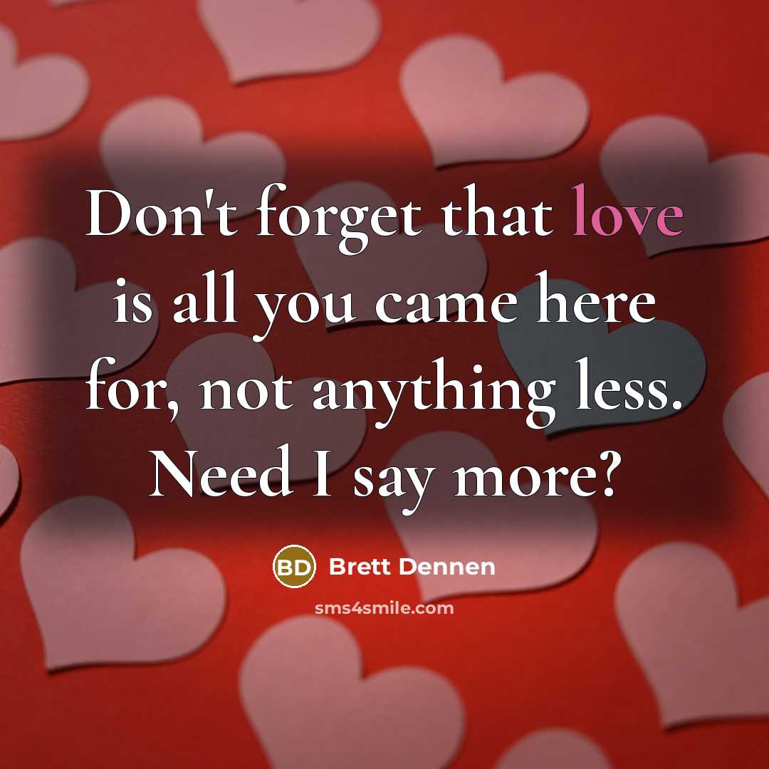 “Don't forget that love is all you came here for,…” quote by Brett Dennen
