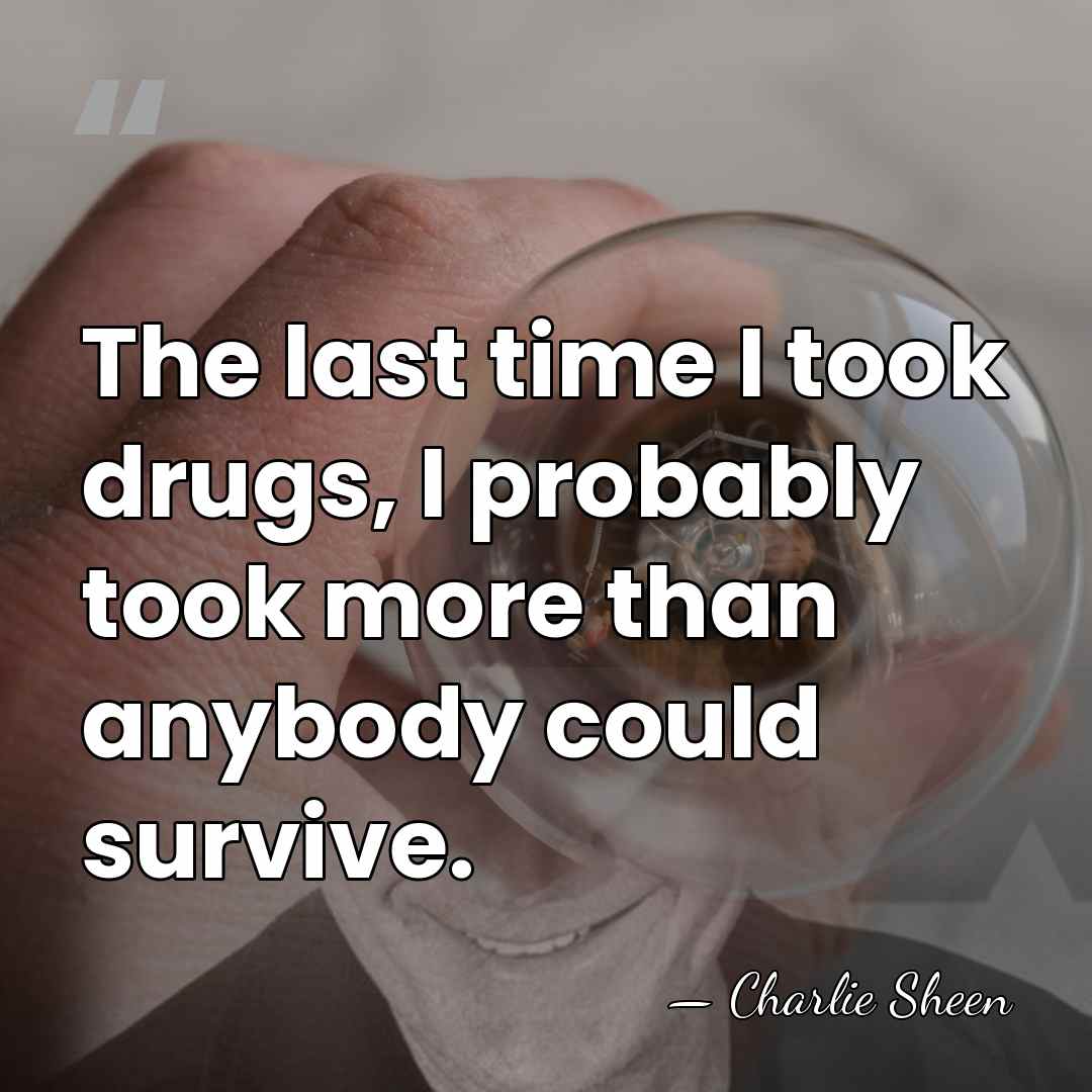 The last time I took drugs, I probably took more than anybody&hellip; - Charlie Sheen