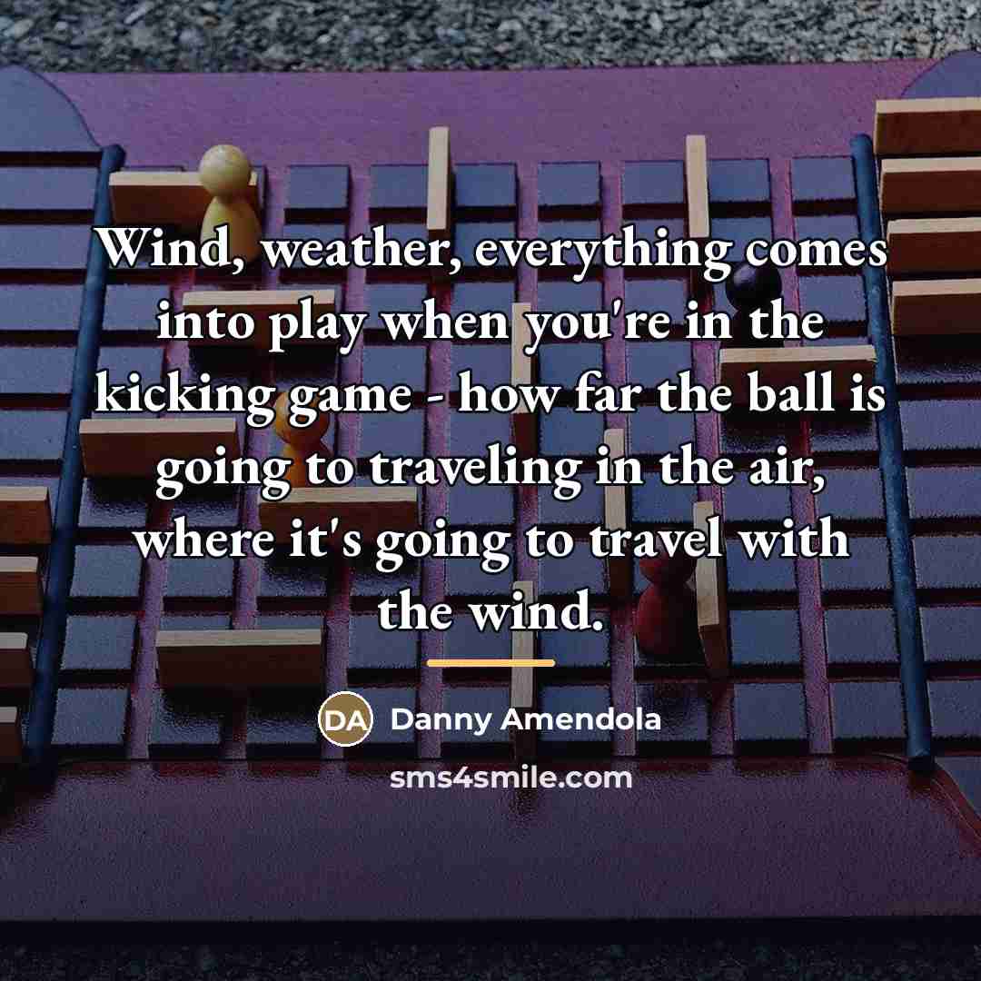 “Wind, weather, everything comes into play when you're in the…” quote by Danny Amendola