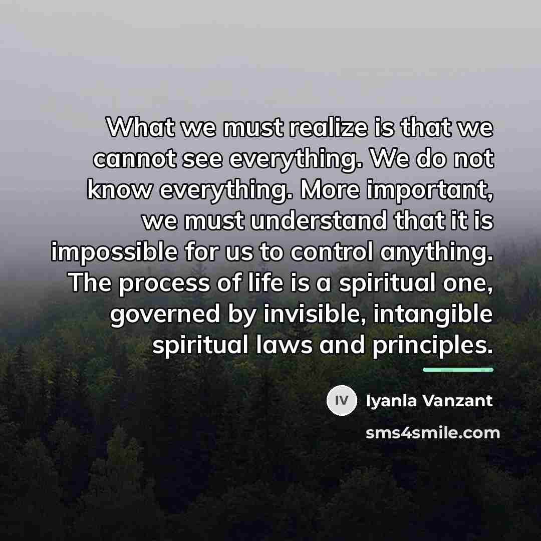 “What we must realize is that we cannot see everything.…” quote by Iyanla Vanzant