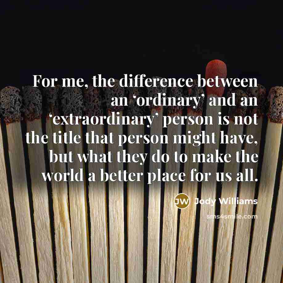 “For me, the difference between an ‘ordinary’ and an ‘extraordinary’…” quote by Jody Williams