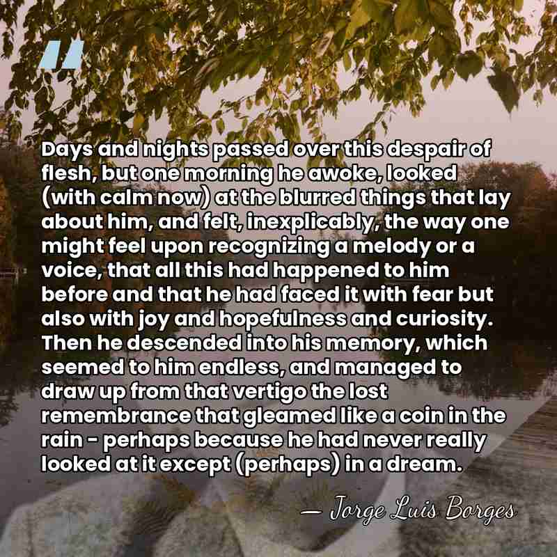 Days and nights passed over this despair of flesh, but one morning&hellip; - Jorge Luis Borges