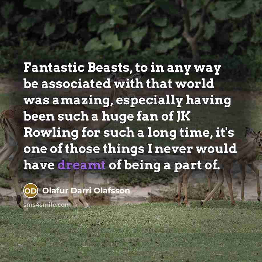 “Fantastic Beasts, to in any way be associated with that…” quote by Olafur Darri Olafsson