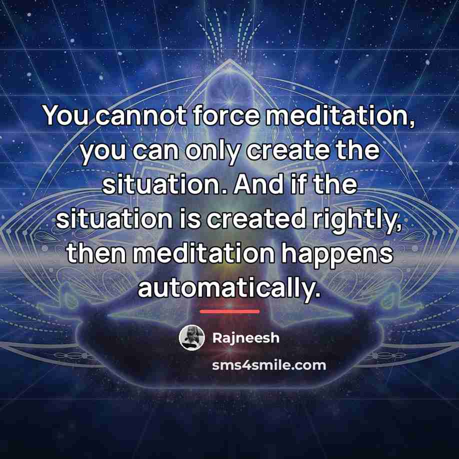 “You cannot force meditation, you can only create the situation.…” quote by Rajneesh