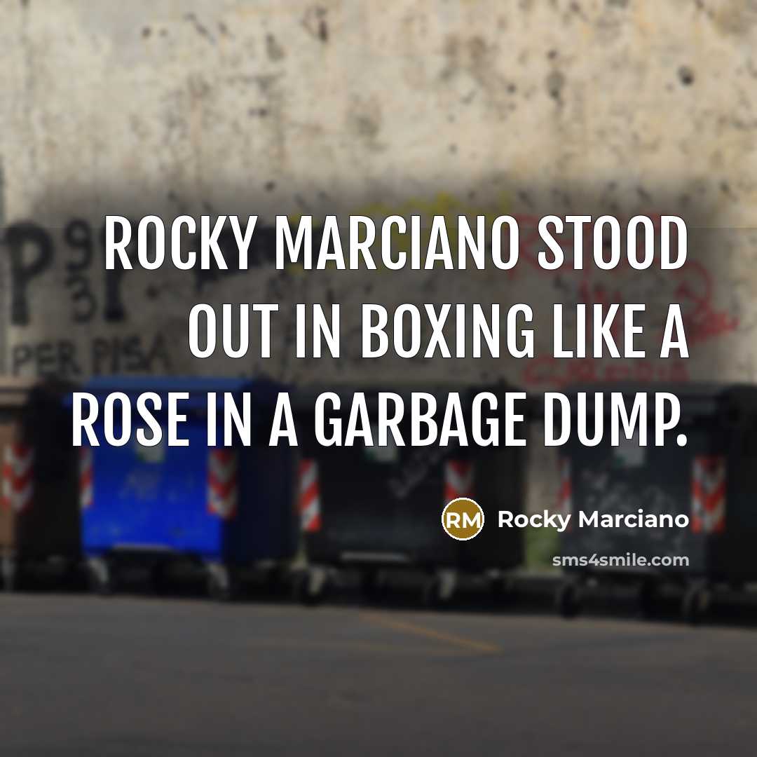 “Rocky Marciano stood out in boxing like a rose in…” quote by Rocky Marciano