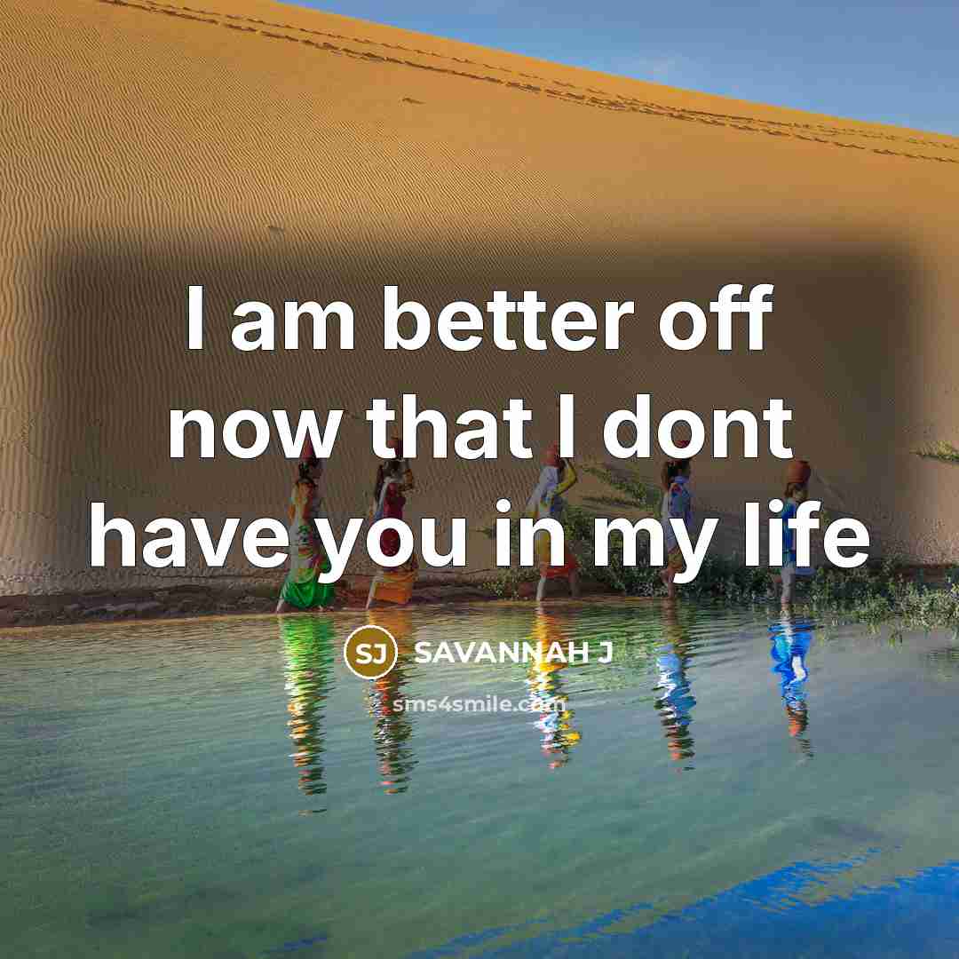 “I am better off now that I dont have you…” quote by Savannah J
