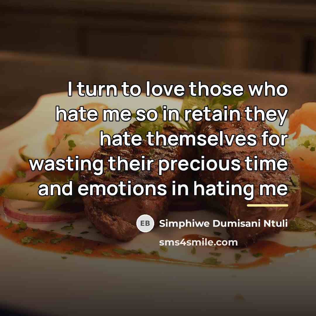 “I turn to love those who hate me so in…” quote by Simphiwe Dumisani Ntuli