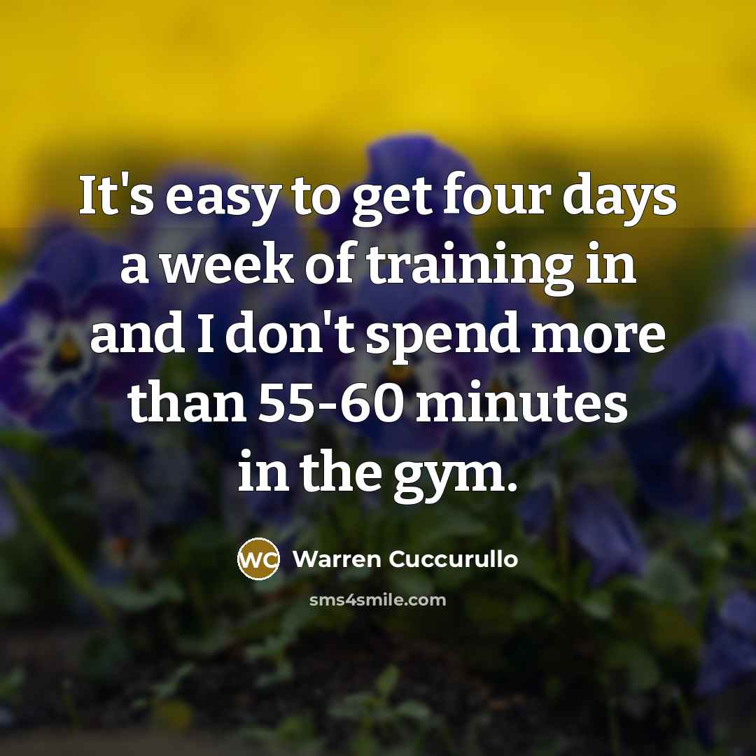 “It's easy to get four days a week of training…” quote by Warren Cuccurullo