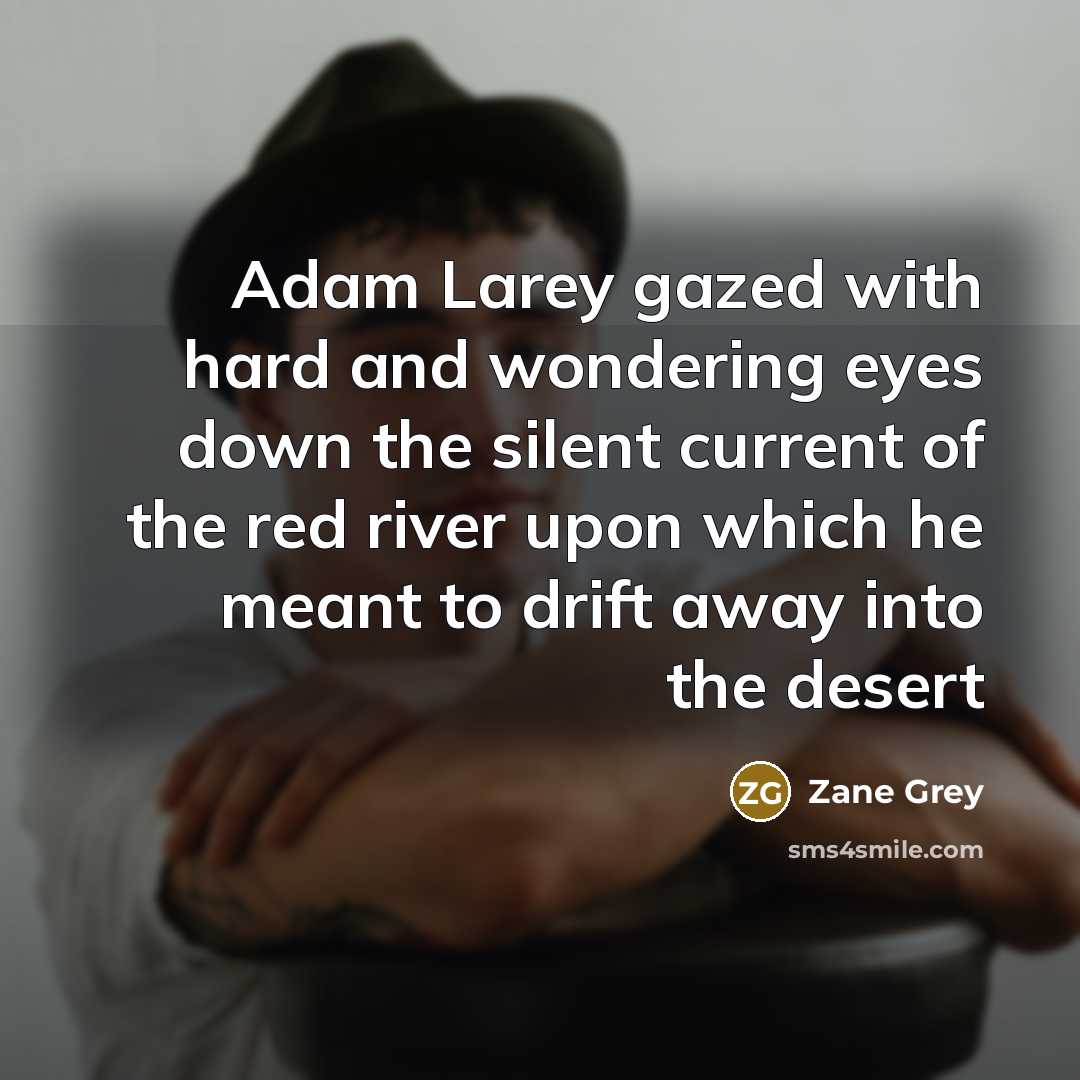 “Adam Larey gazed with hard and wondering eyes down the…” quote by Zane Grey