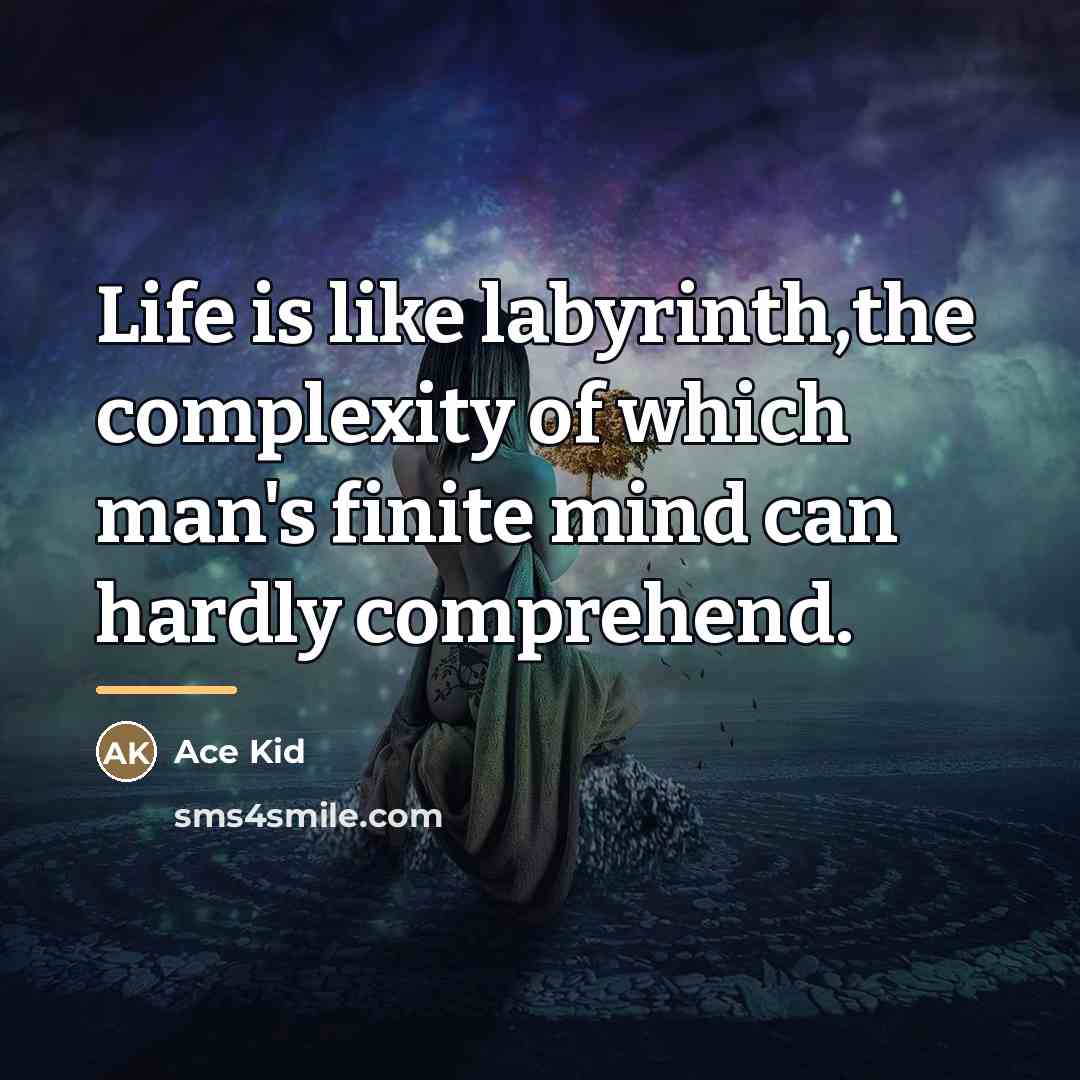“Life is like labyrinth,the complexity of which man's finite mind…” quote by Ace Kid