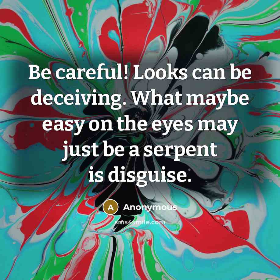 “Be careful! Looks can be deceiving. What maybe easy on…” quote by Anonymous