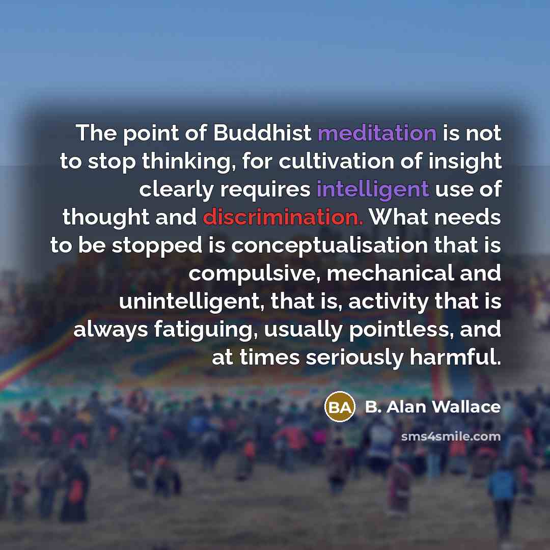 “The point of Buddhist meditation is not to stop thinking,…” quote by B. Alan Wallace