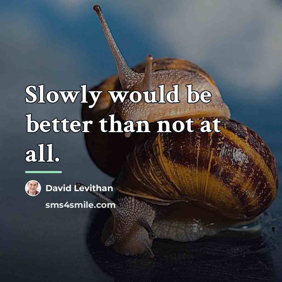 “Slowly would be better than not at all.…” quote by David Levithan