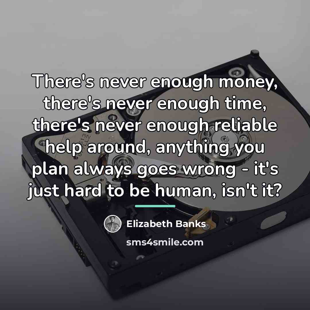 “There's never enough money, there's never enough time, there's never…” quote by Elizabeth Banks
