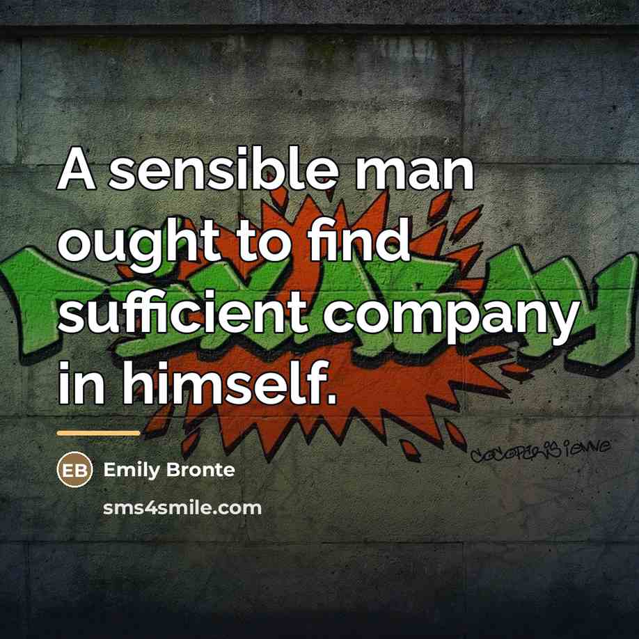 “A sensible man ought to find sufficient company in himself.…” quote by Emily Bronte