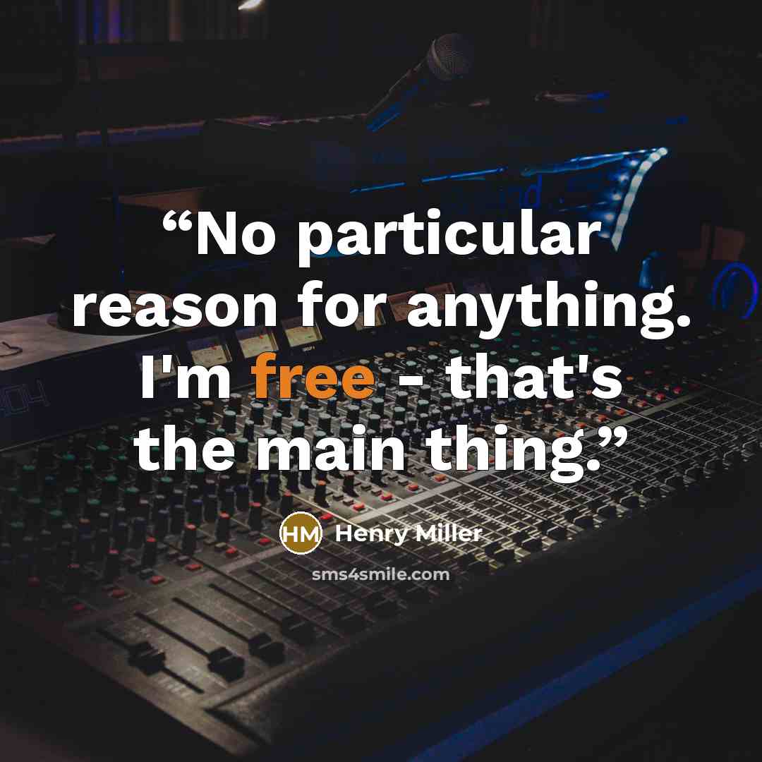 “No particular reason for anything. I'm free - that's the main thing.” quote by Henry Miller