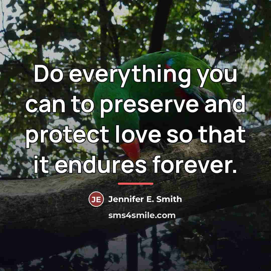 “Do everything you can to preserve and protect love so…” quote by Jennifer E. Smith