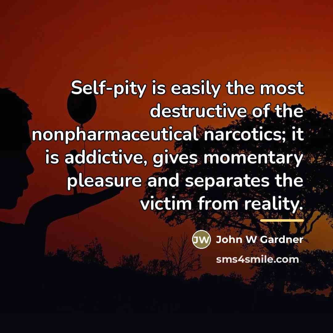 “Self-pity is easily the most destructive of the nonpharmaceutical narcotics;…” quote by John W Gardner