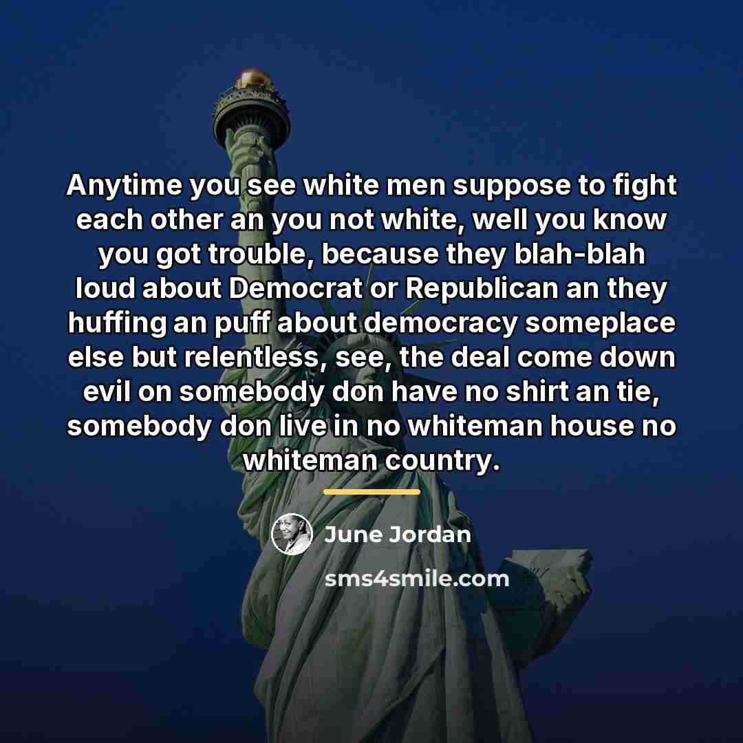 “Anytime you see white men suppose to fight each other…” quote by June Jordan